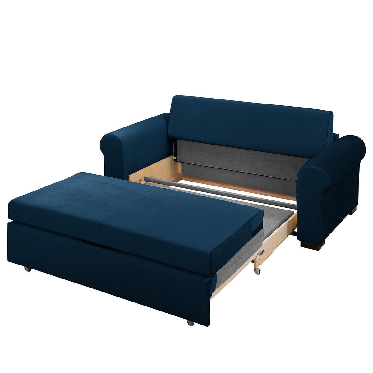 SCHLAFSOFA - Transparent/Dunkelblau, Birkenholz/Textil (165/95/90cm) - home24