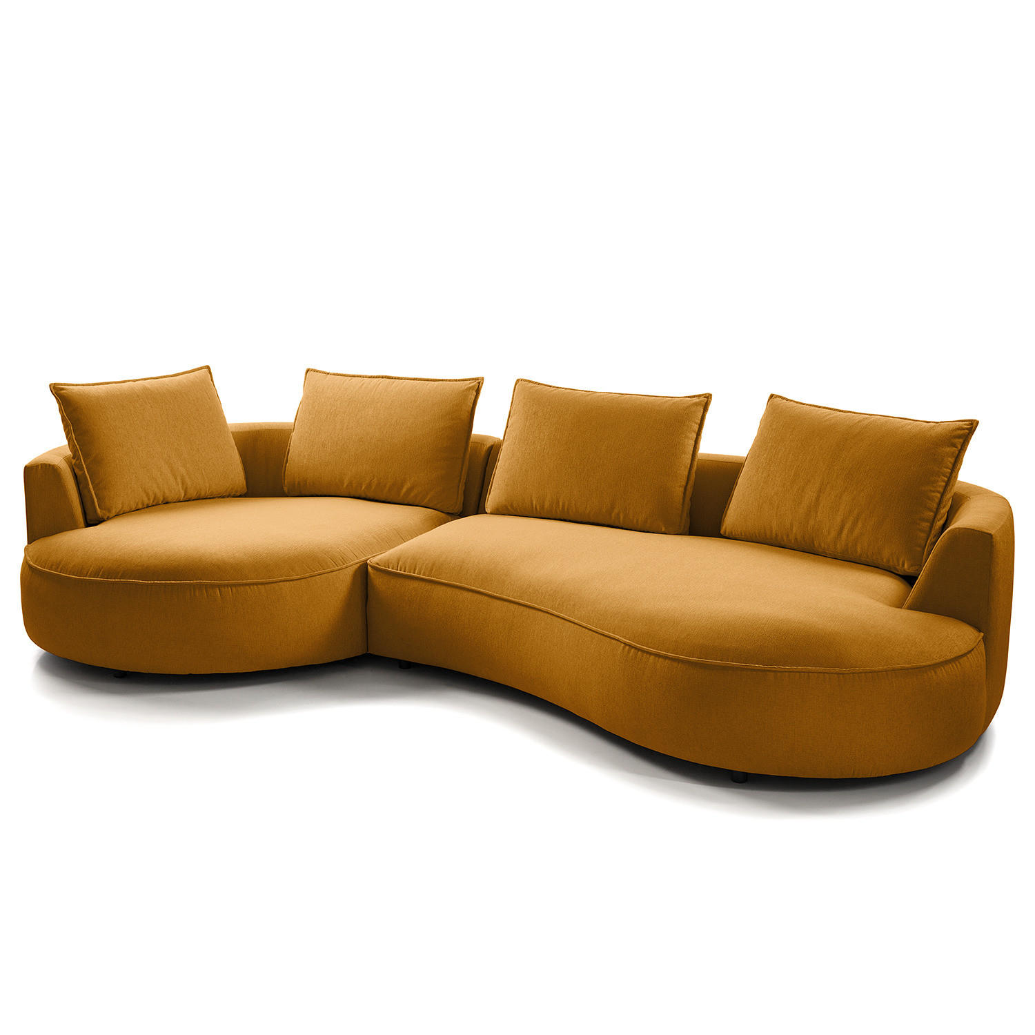 BIGSOFA - Gelb/Braun, Kunststoff/Textil (322/82/154cm) - home24