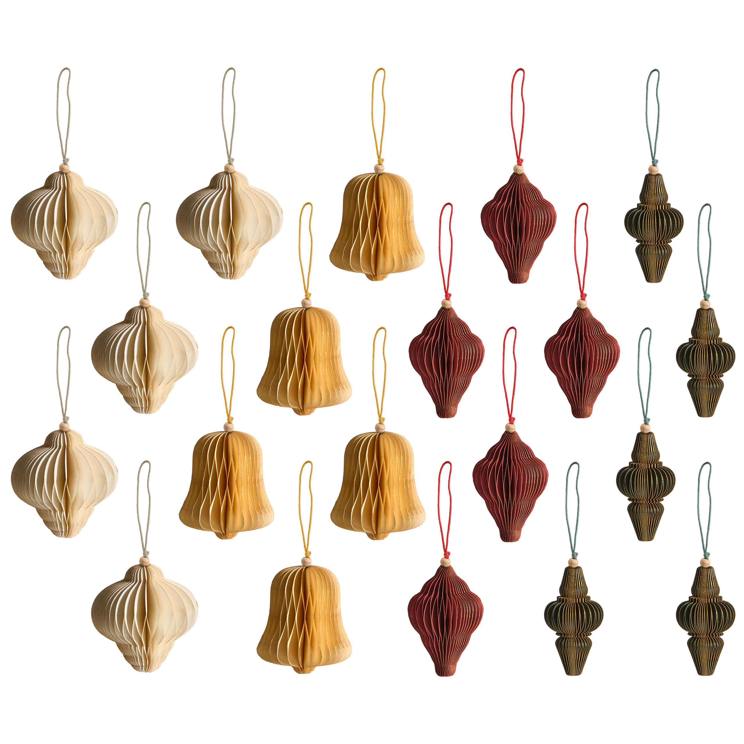 WEIHNACHTSBAUMSCHMUCK 20er Set Papier Bunt Malselva - Multicolor, Papier (10/10/10cm) - Beliani