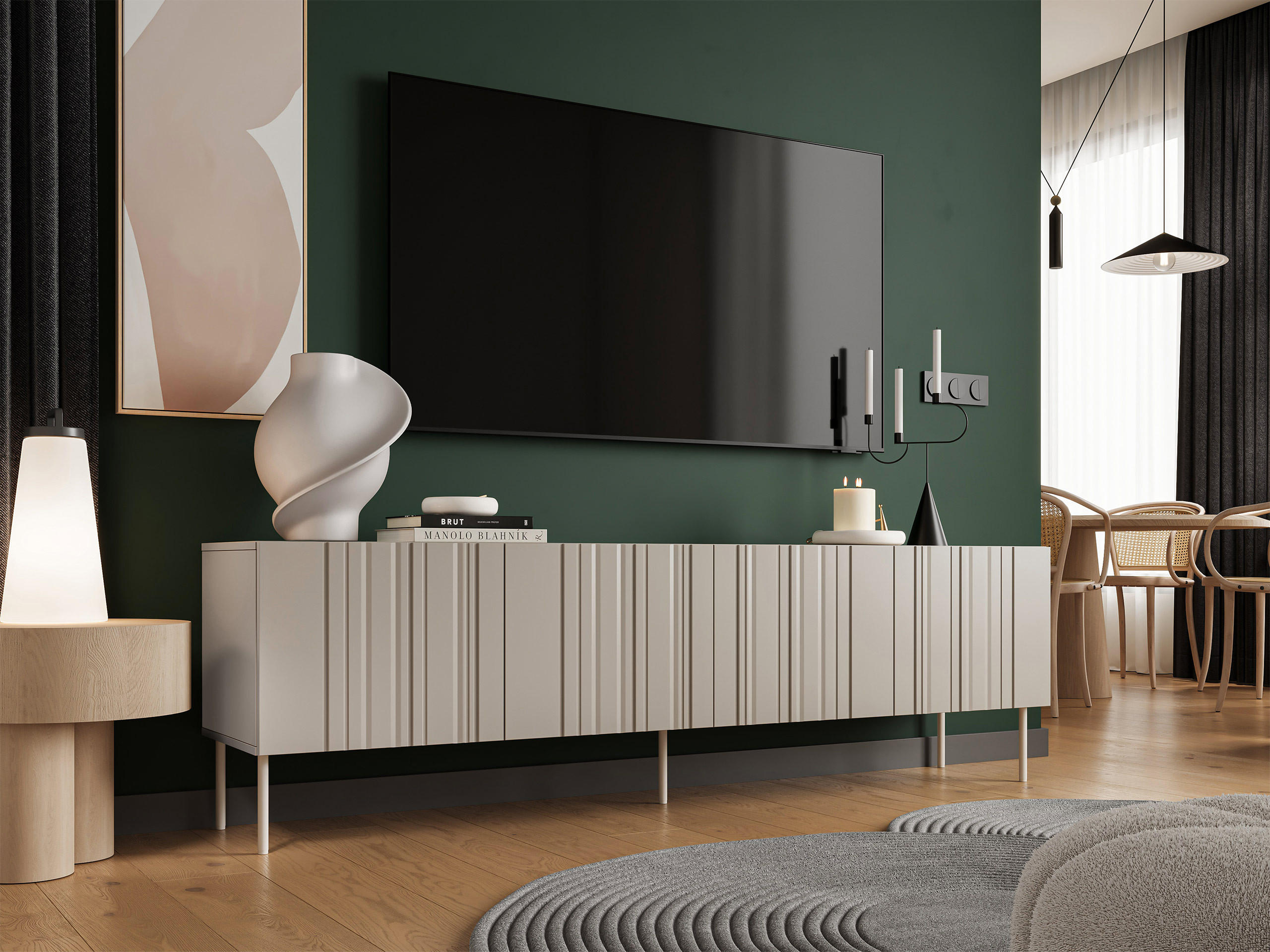 TV-LOWBOARD Isla 200 4D - Beige, Holzwerkstoff/Metall (201/60/40cm) - MIRJAN24