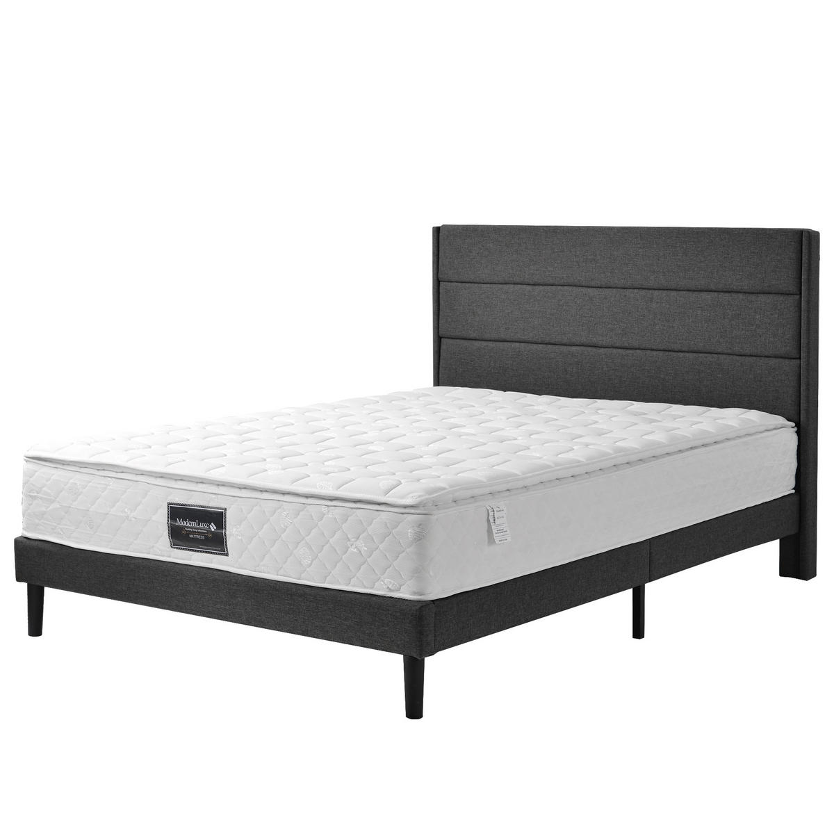 POLSTERBETT 90/200 cm hellgrau mit höhenverstellbarem Kopfteil und Stauraum - Hellgrau, Textil (90/200cm) - OKWISH