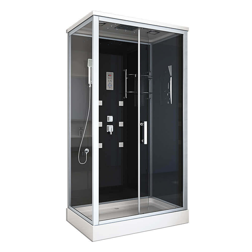 DUSCHKABINE WAVE XL - XL - Schwarz, Glas (80cm) - Home Deluxe