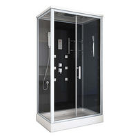 DUSCHKABINE WAVE XL - XL - Schwarz, Glas (80cm) - Home Deluxe