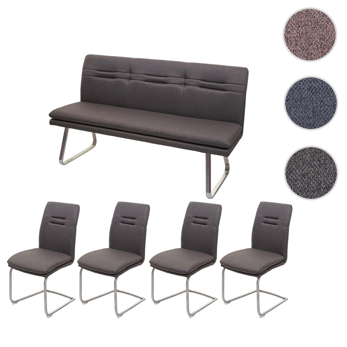 ESSZIMMER-SET Grau, Braun 5er-Set - Braun/Grau, Textil (160/92/58cm) - MCW