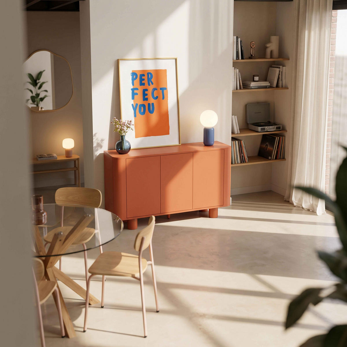 SIDEBOARD 120 cm, Orange - Orange, Holz (120/75/40cm) - Oviala