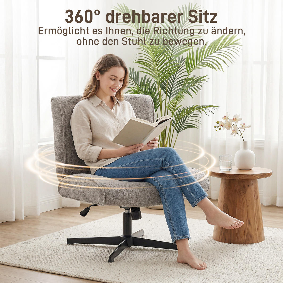 RELAXSESSEL drehbar aus Polyester Grau - Schwarz/Grau, Textil/Metall (63/90/75cm) - HOMCOM