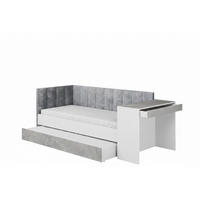 JUGENDBETT FABIAN 90/200 cm in Weiß/Beton links - Weiß/Grau, Holzwerkstoff/Textil (90/200cm) - Deine Möbel 24