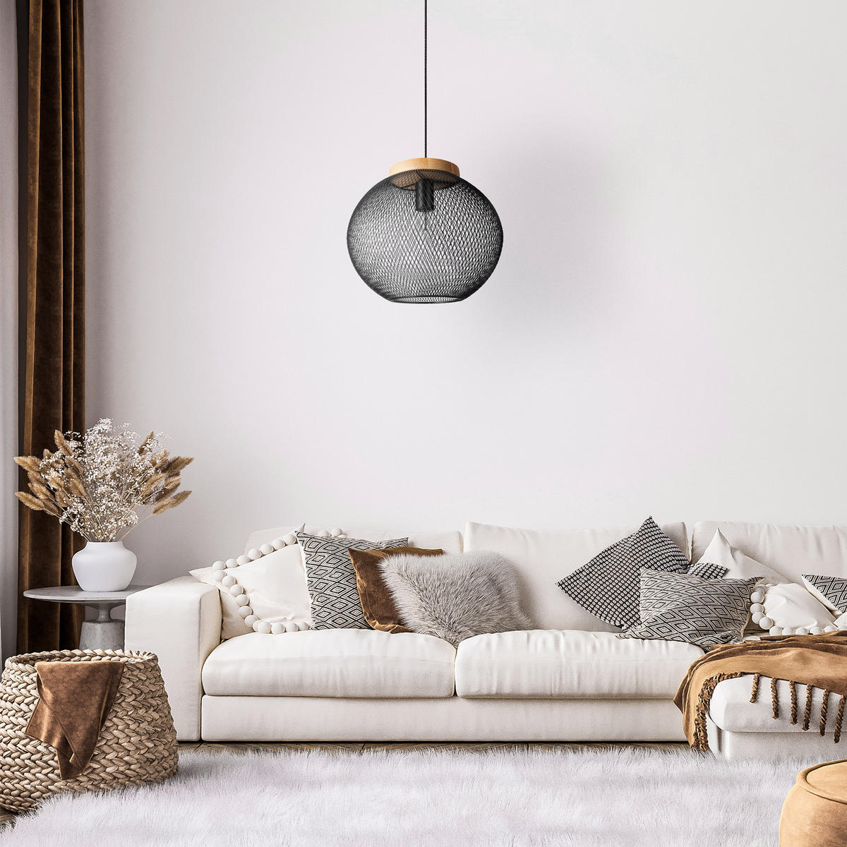 PENDELLEUCHTE Trapu S - Schwarz, Metall (35/35/31cm) - Paco Home