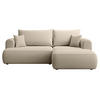 ECKSCHLAFSOFA Ovo Mini Hellbeige Easy-Clean-Samtbezug - Ecru/Schwarz, Kunststoff/Textil (238/156cm) - Selsey