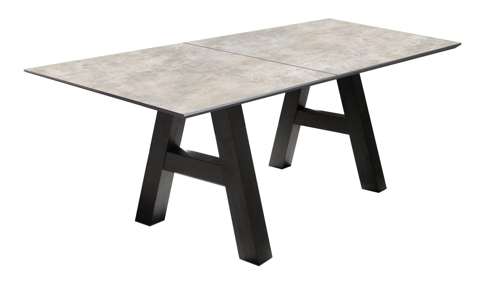 ESSTISCH ausziehbar Elia 9 160 x 90 x 75 Esszimmertisch Schwarzstahl/Keramik Hell - Hellgrau, Holz (160/90/75cm) - 58aufmkessel