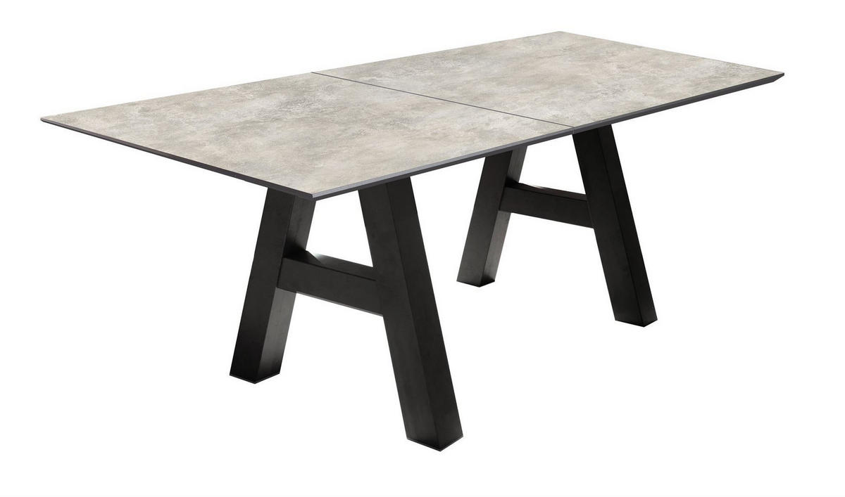 ESSTISCH ausziehbar Elia 9 160 x 90 x 75 Esszimmertisch Schwarzstahl/Keramik Hell - Hellgrau, Holz (160/90/75cm) - 58aufmkessel