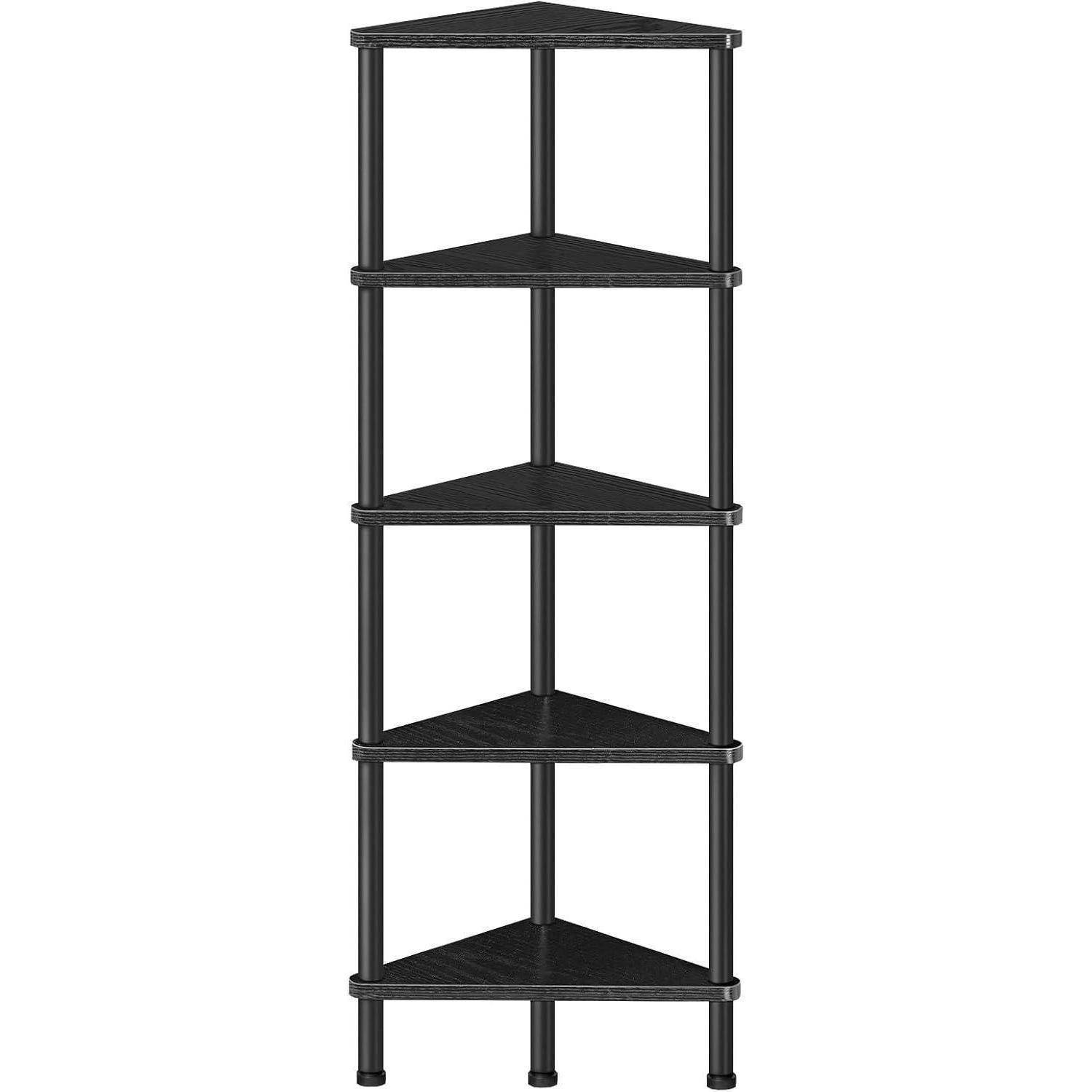 ECKREGAL mit 5 Ebenen Schwarz 30 x 30 x 115 cm - Schwarz, Holzwerkstoff (30/115/30cm)