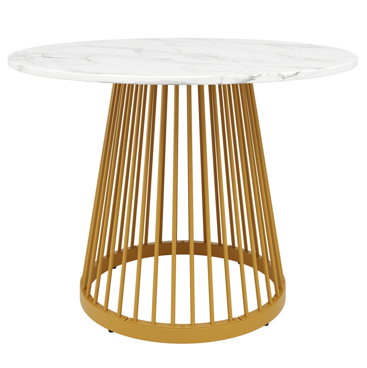 ESSTISCH 80x80x76 cm in Gold und Weiß aus MDF mit Marmoroptik - Weiß, Holzwerkstoff (80/80/76cm) - Modfu