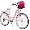 CITY-FAHRRAD Milord mit Metallkorb, 28 Zoll, Rosa, 7-Gang - Pink, Metall (46cm) - Milordbikes