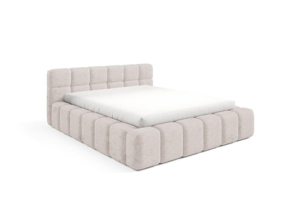 POLSTERBETT NUBO Premium 160x200 cm mit Bettkasten – PERFECT HARMONY 02 - Creme, Holz (160/200cm) - Dekori_Interiors