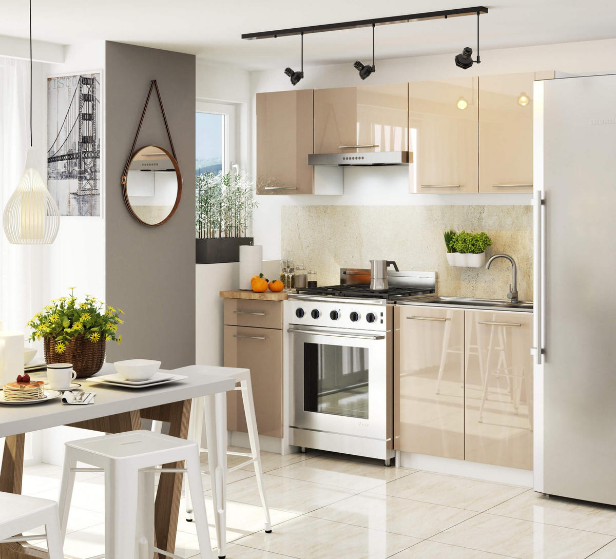 UNTERSCHRANK Weiß, Cappuccino Glanz 85/40/46 - Weiß, Holzwerkstoff (40/85/46cm) - RAUMHIRSCH FURNITURE