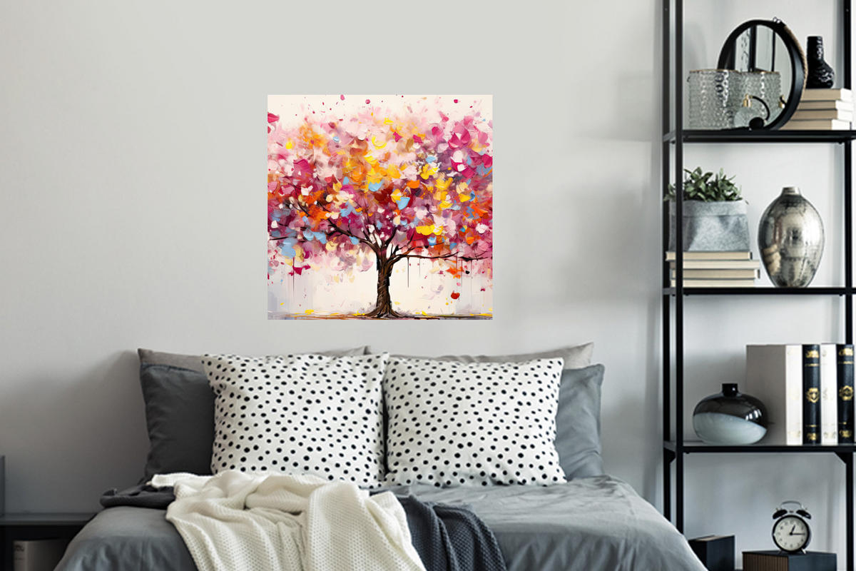 WANDTATTOO Aquarell - Baum - Kunst - Abstrakt 50x50 cm - Multicolor, Kunststoff (50/50/0.1cm) - MuchoWow