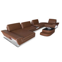 WOHNLANDSCHAFT Bari U - Hellbraun, Leder (456/89/243cm) - Sofa Dreams