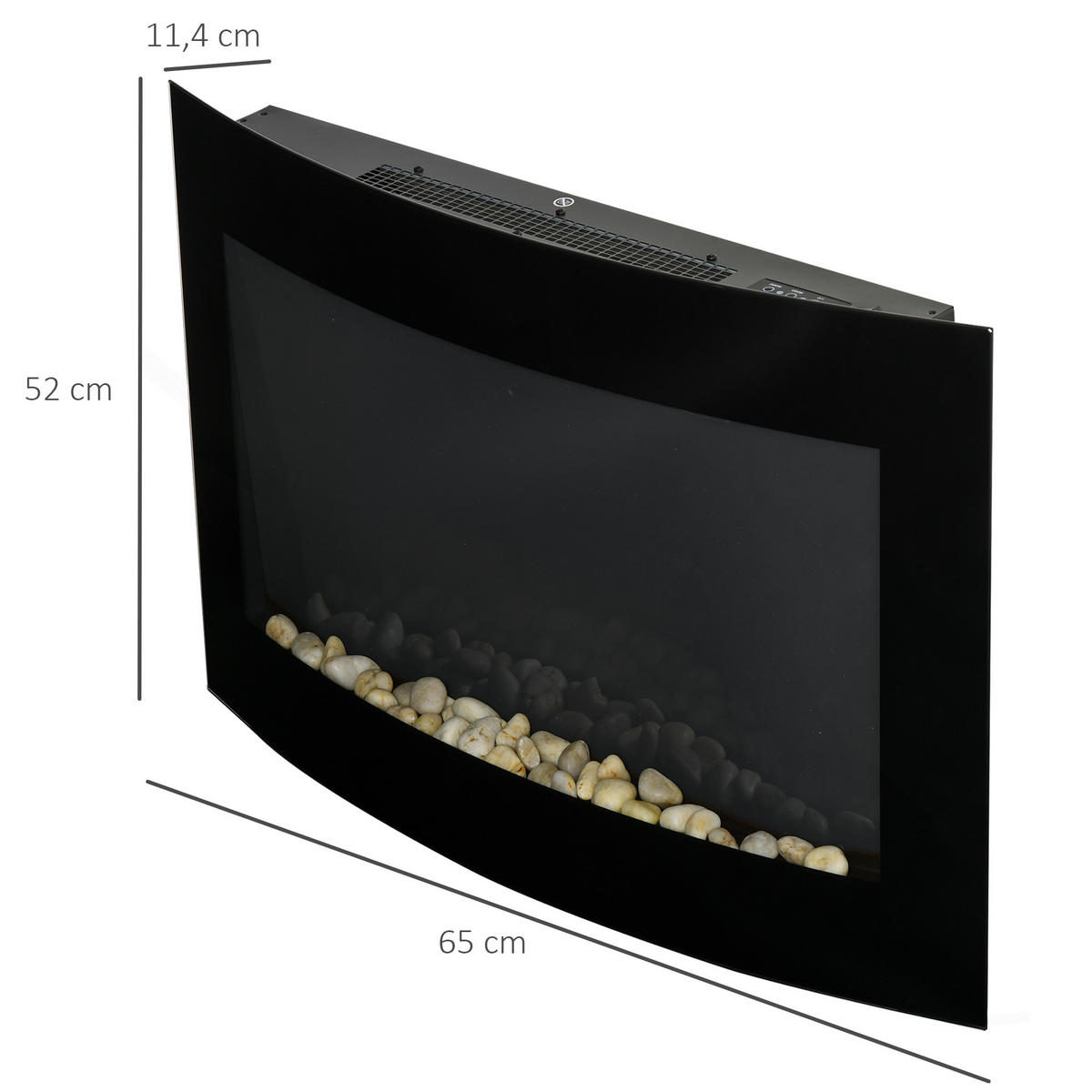 ELEKTROKAMIN, 2 Leistungsstufen einstellbar, 900/1800 W LED, Edelstahl, Schwarz - Schwarz, Metall (11.4/52/65cm) - HOMCOM