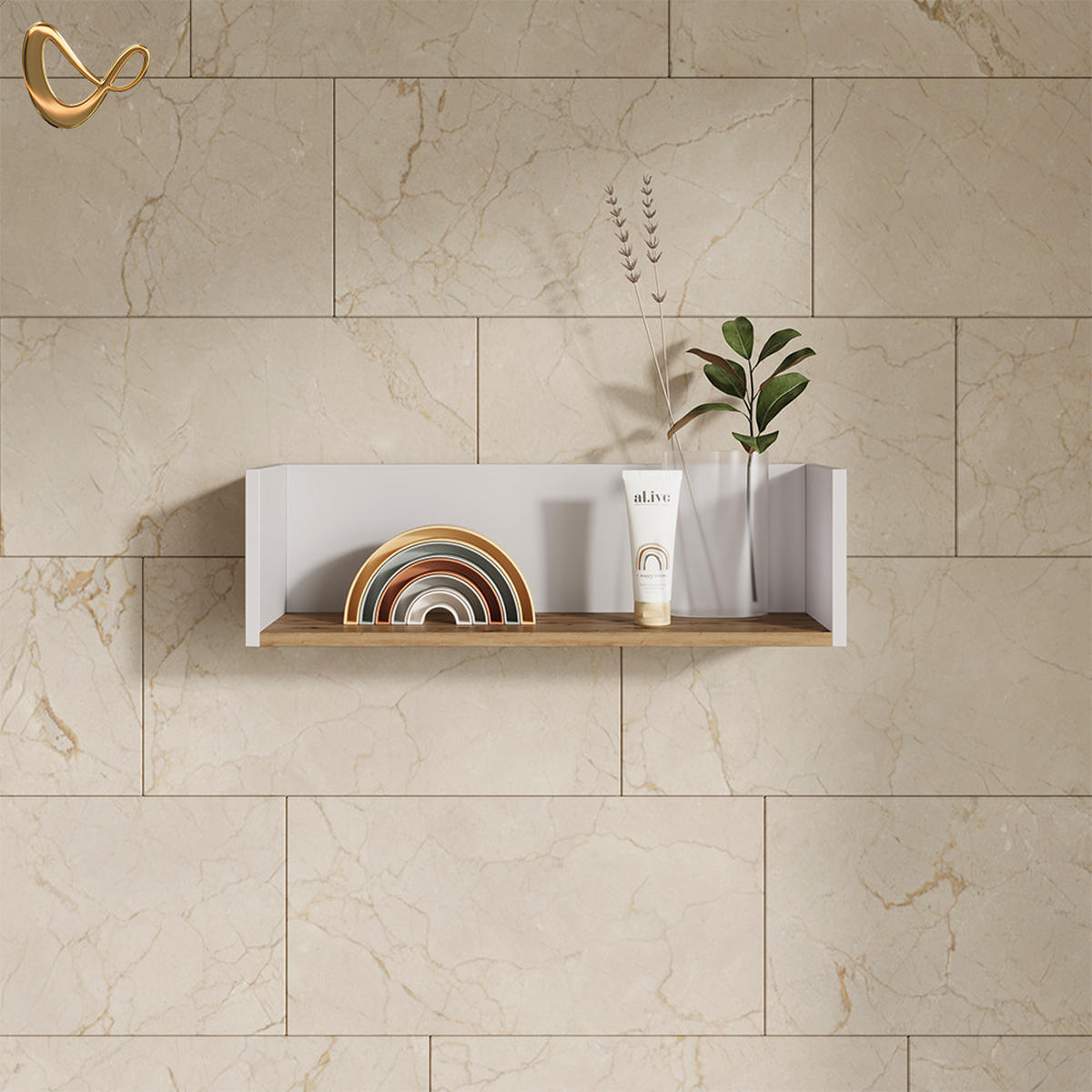 WANDREGAL Paolina Weiß/Artisan 67.8 x 20 cm - Weiß/Eiche Artisan, Holzwerkstoff (67.8/20/20cm) - Livinity®