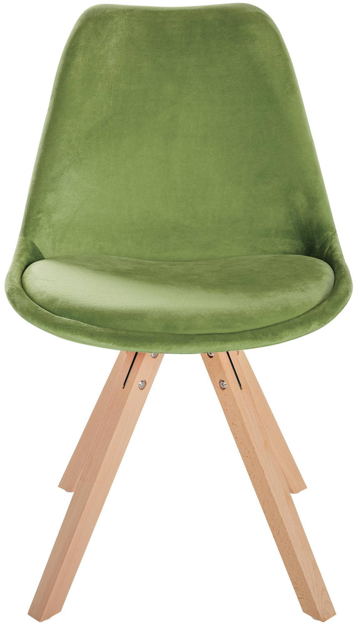 STUHL 4er Set Samt hellgrün - Naturfarben/Hellgrün, Holz/Textil (48/81/54cm) - CLP