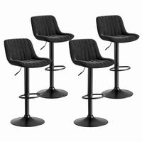 BARHOCKER höhenverstellbar 87-109 cm Samt Schwarz 4er-Set - Schwarz, Metall (46/87/47cm) - Meubliv