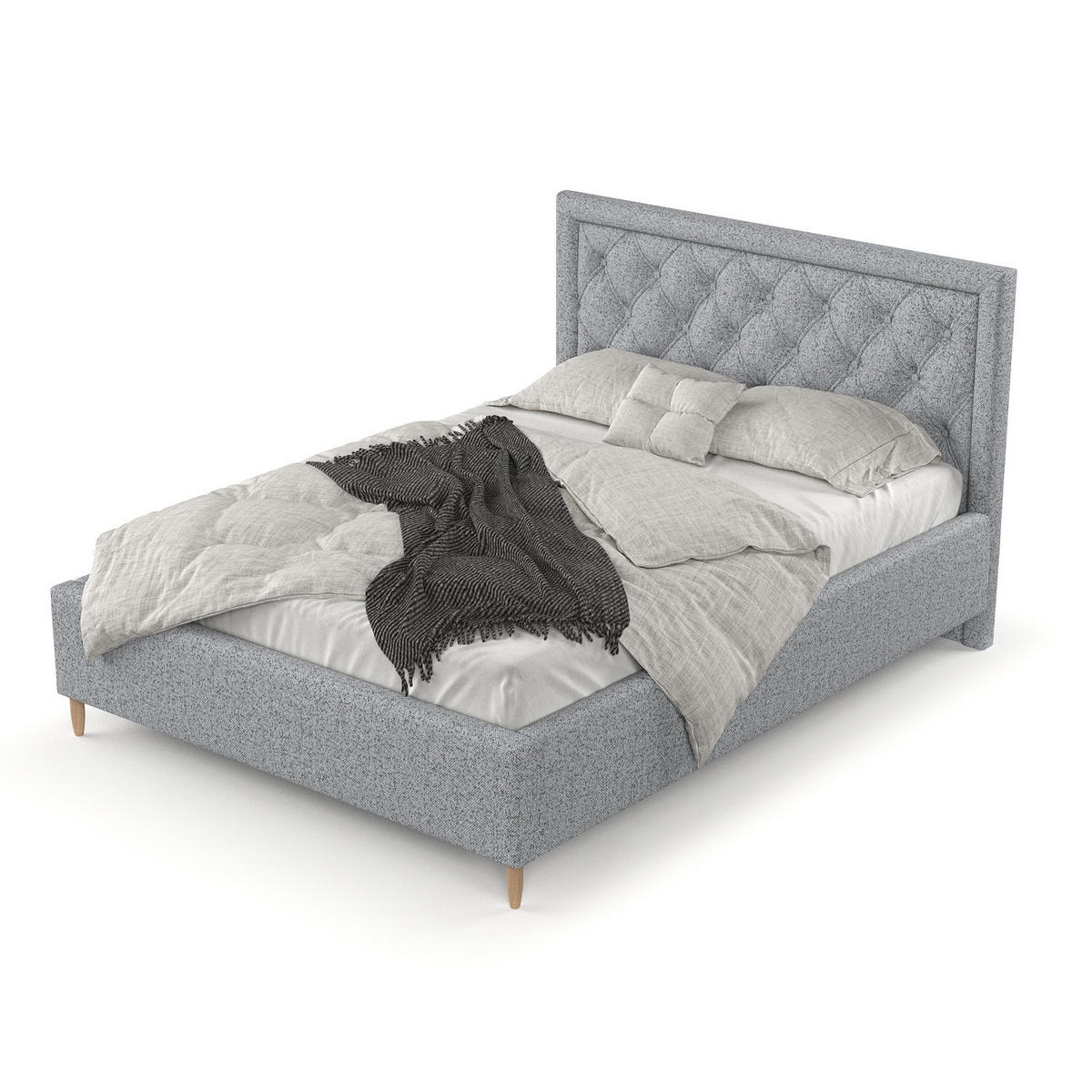 POLSTERBETT Lido 160/200 cm Grau im Riva Stoff - Naturfarben/Grau, Holz/Holzwerkstoff (160/200cm) - AltaBeds