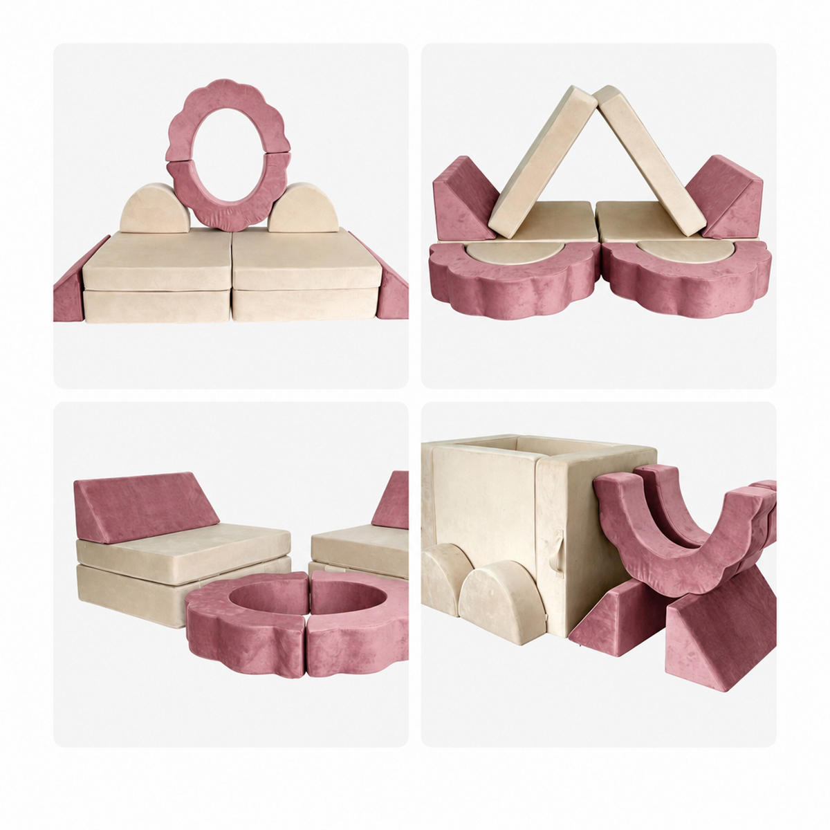 SPIELSOFA Pink Kinder 10-tlg.-Set - Pink, Kunststoff/Textil (150/47/65cm) - Relaxdays