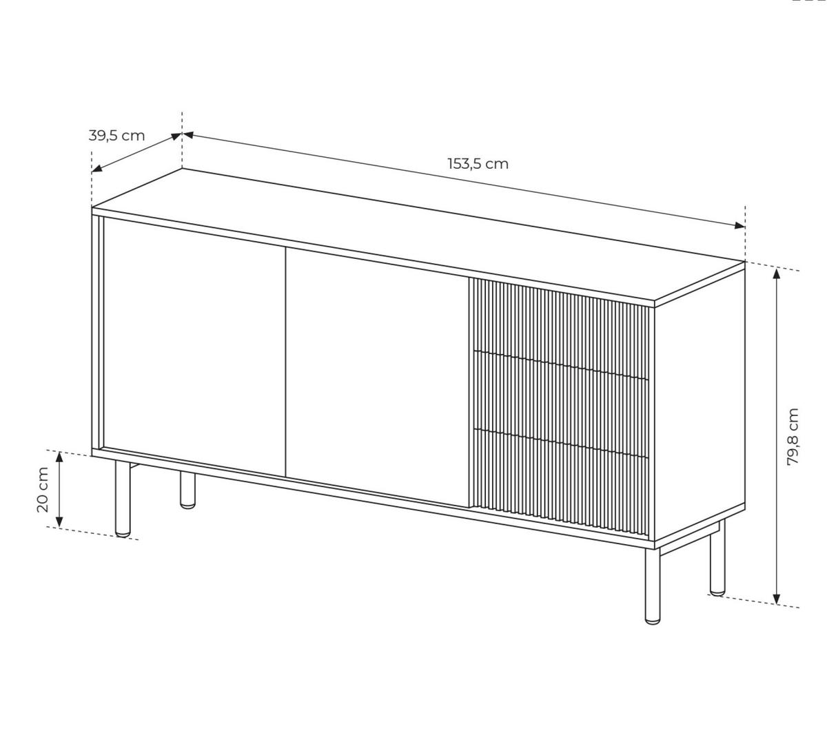 SIDEBOARD TAVO Beige 154x40x80 cm - Beige, Holzwerkstoff (154/80/40cm) - FURNLUX
