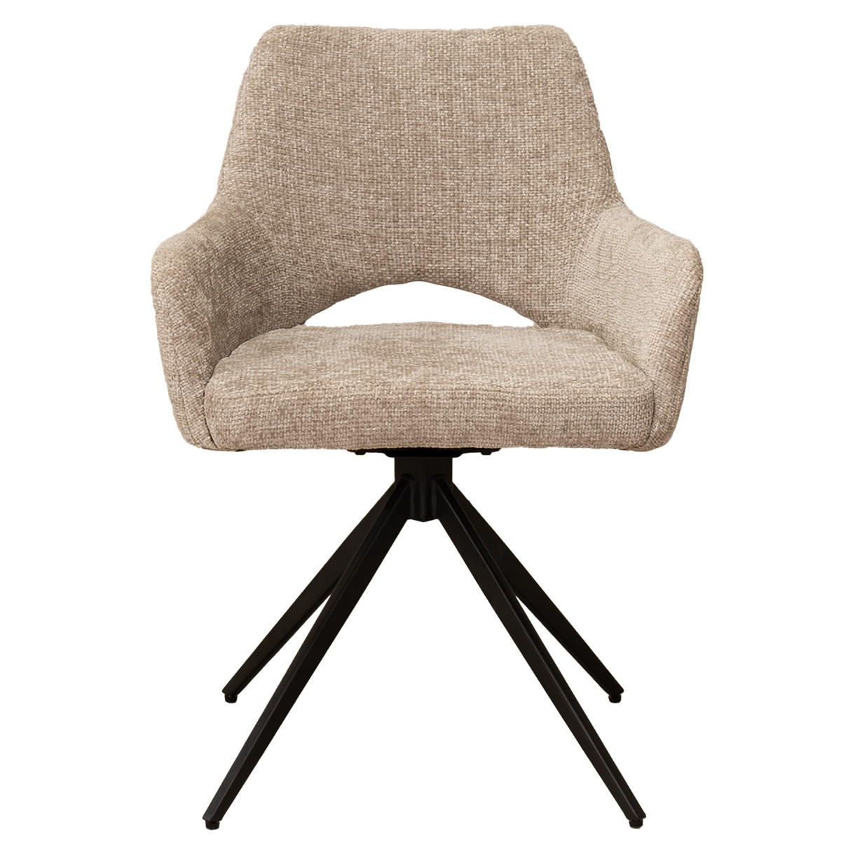 ESSZIMMERSTUHL 2er Set drehbar aus Stoff, beige - Beige/Schwarz, Textil/Metall (62/80/60cm) - Giga Meubel