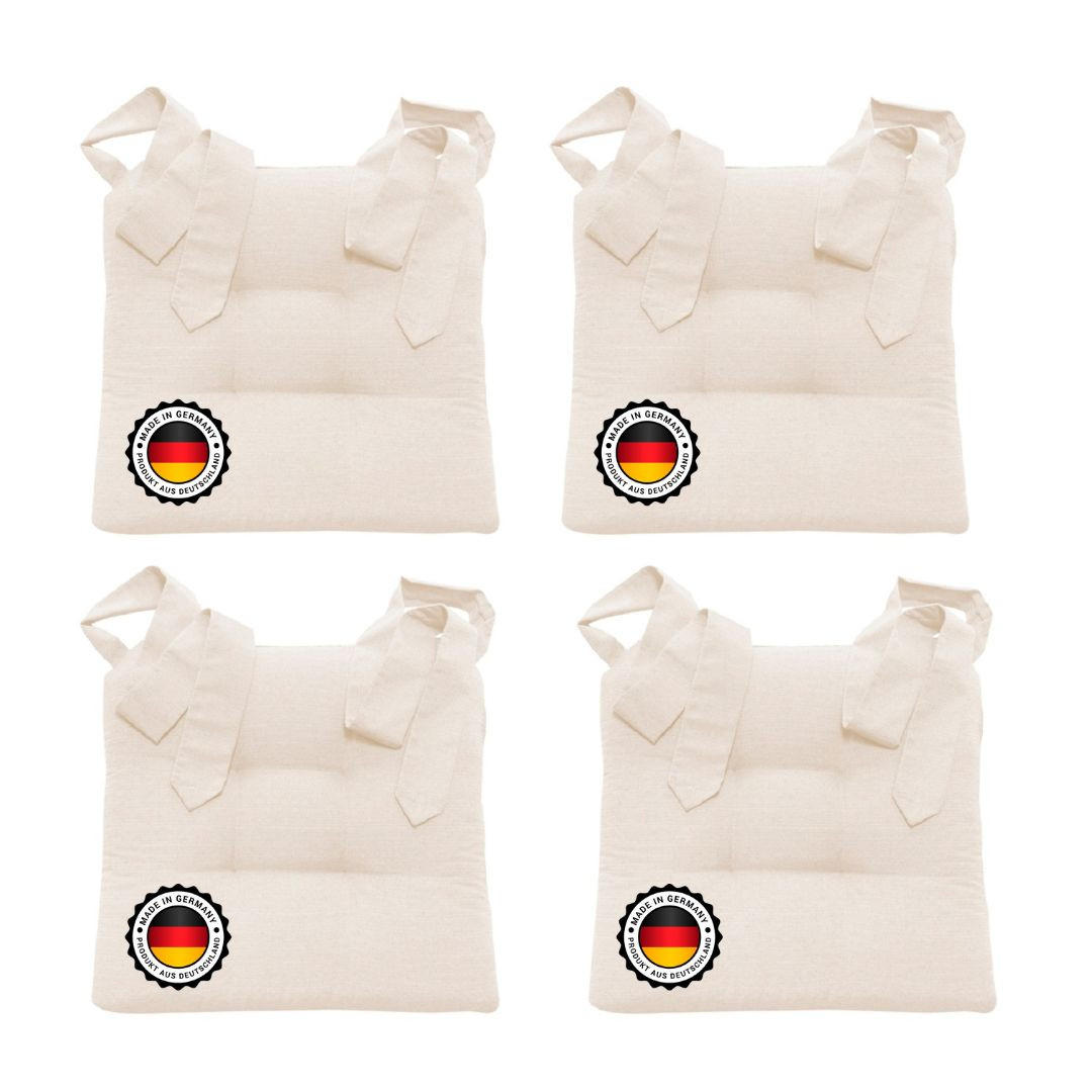 STUHLKISSEN mit Schleifenband 4er Set - Creme, Textil (46/42/7cm) - Bonvionn