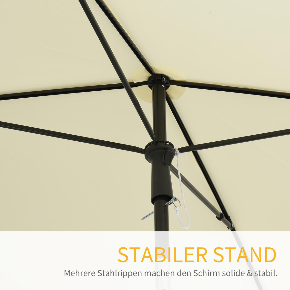 SONNENSCHIRM, Aluminium, Metall, Cremeweiß - Creme, Metall (130/198cm) - Outsunny
