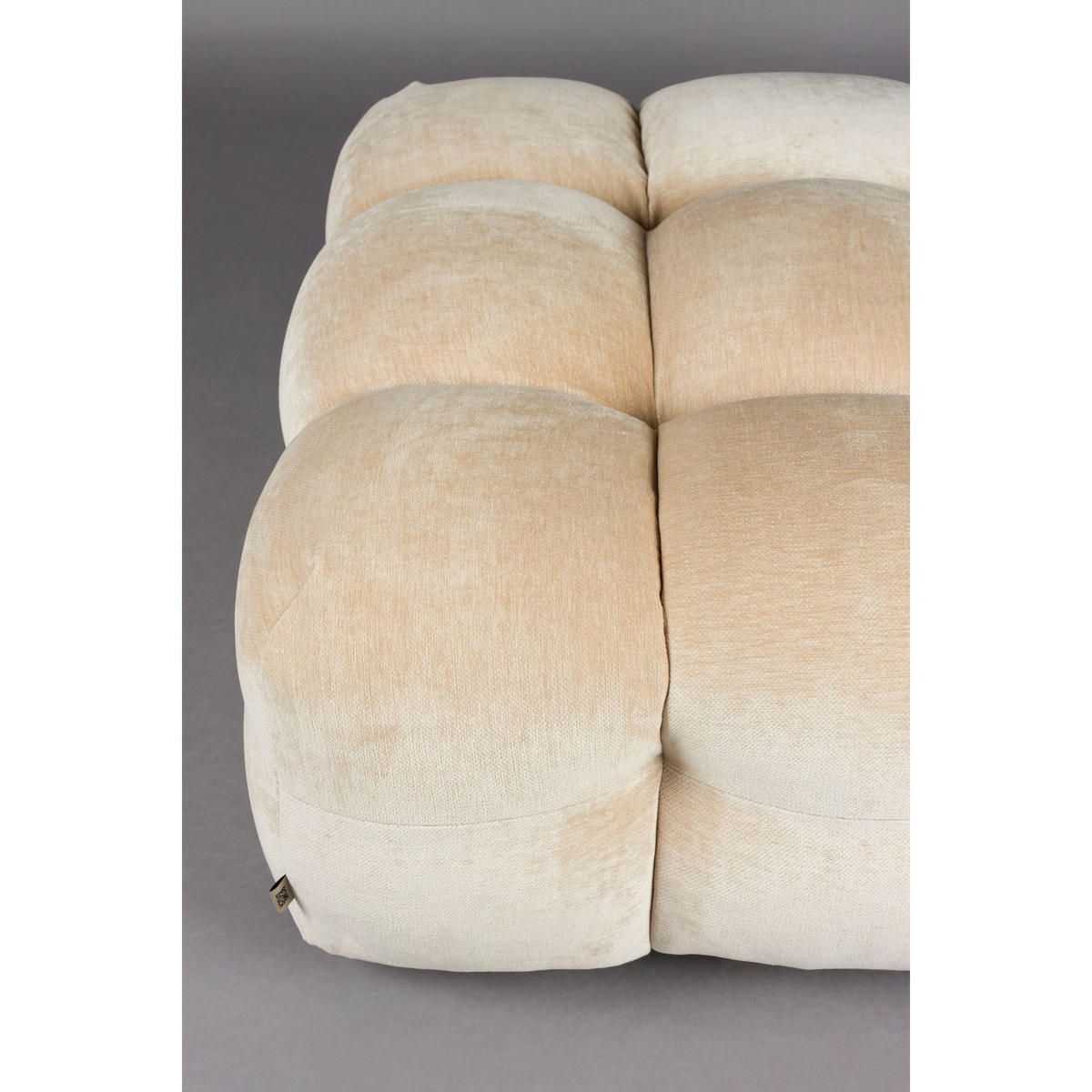 SITZHOCKER Hackman Samt Beige - Beige, Kunststoff (100/45/100cm) - Dutchbone