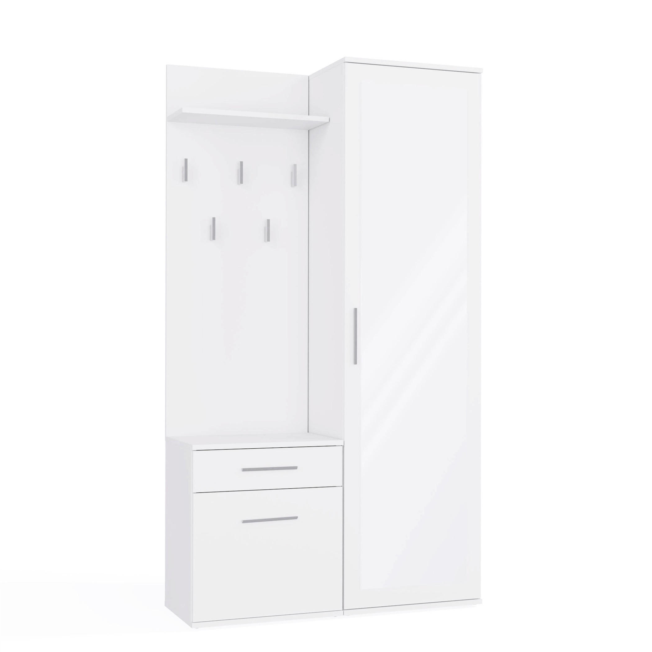 DULAP modern pentru hol cu oglindă Duo Alb 100/180/35 - alb, compozit lemnos (100/180/35cm) - RAUMHIRSCH FURNITURE