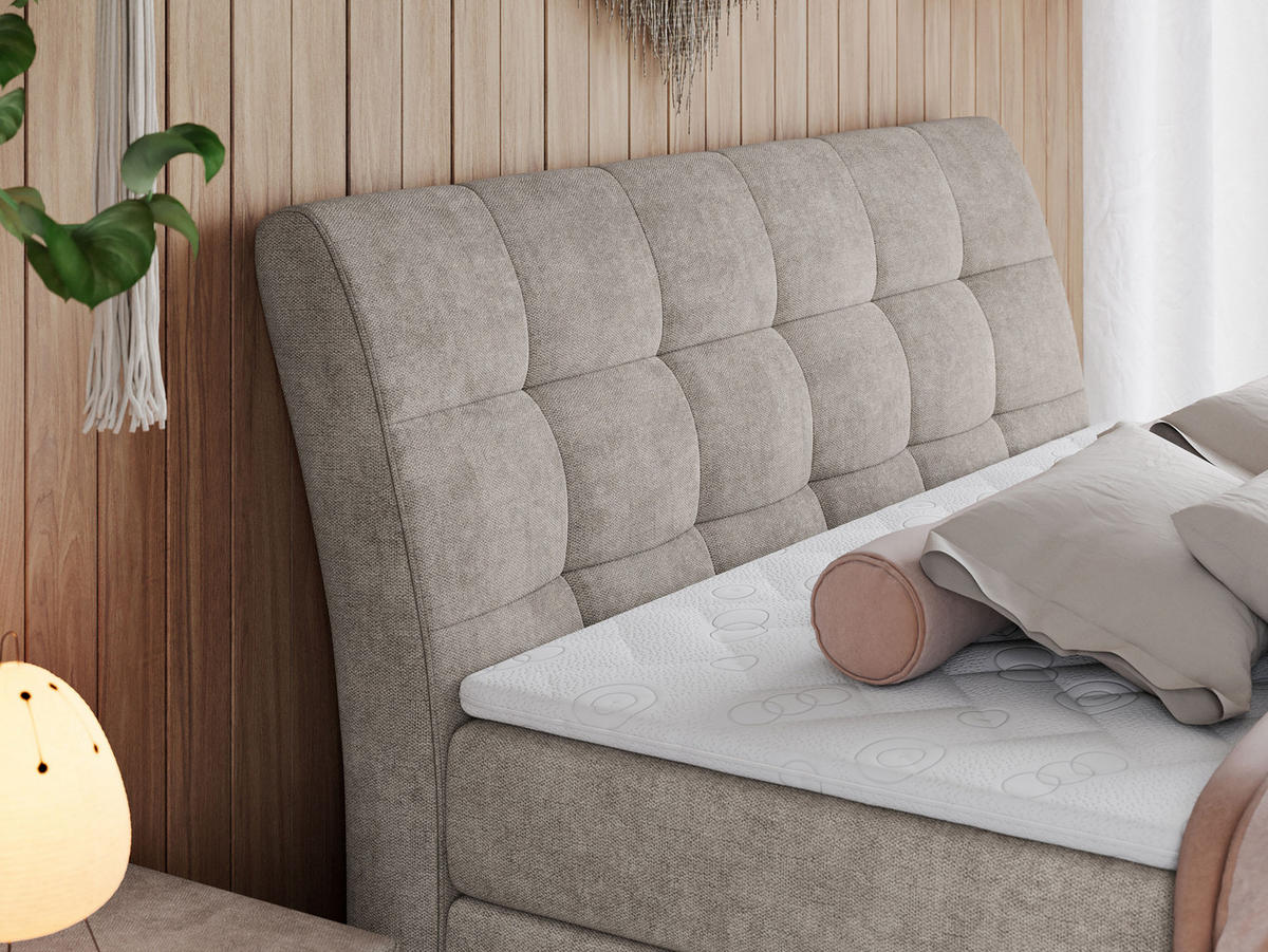 BOXSPRINGBETT GOLD-10 KING 200/200 Beige Struktur - H4 - Beige, Holz/Textil (200/200cm) - MKS