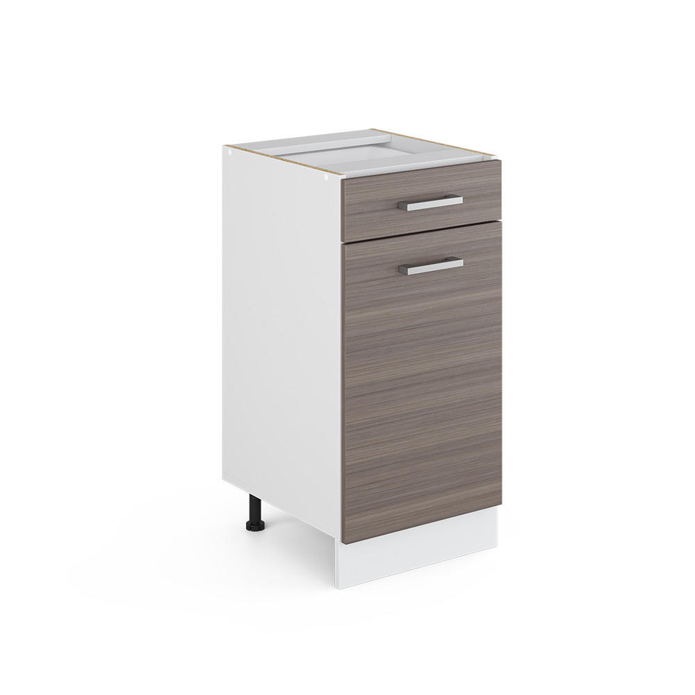 KÜCHENUNTERSCHRANK R-Line Grau 40 cm ohne AP - Weiß/Braun, Holzwerkstoff (40/81.6/46cm) - Vicco