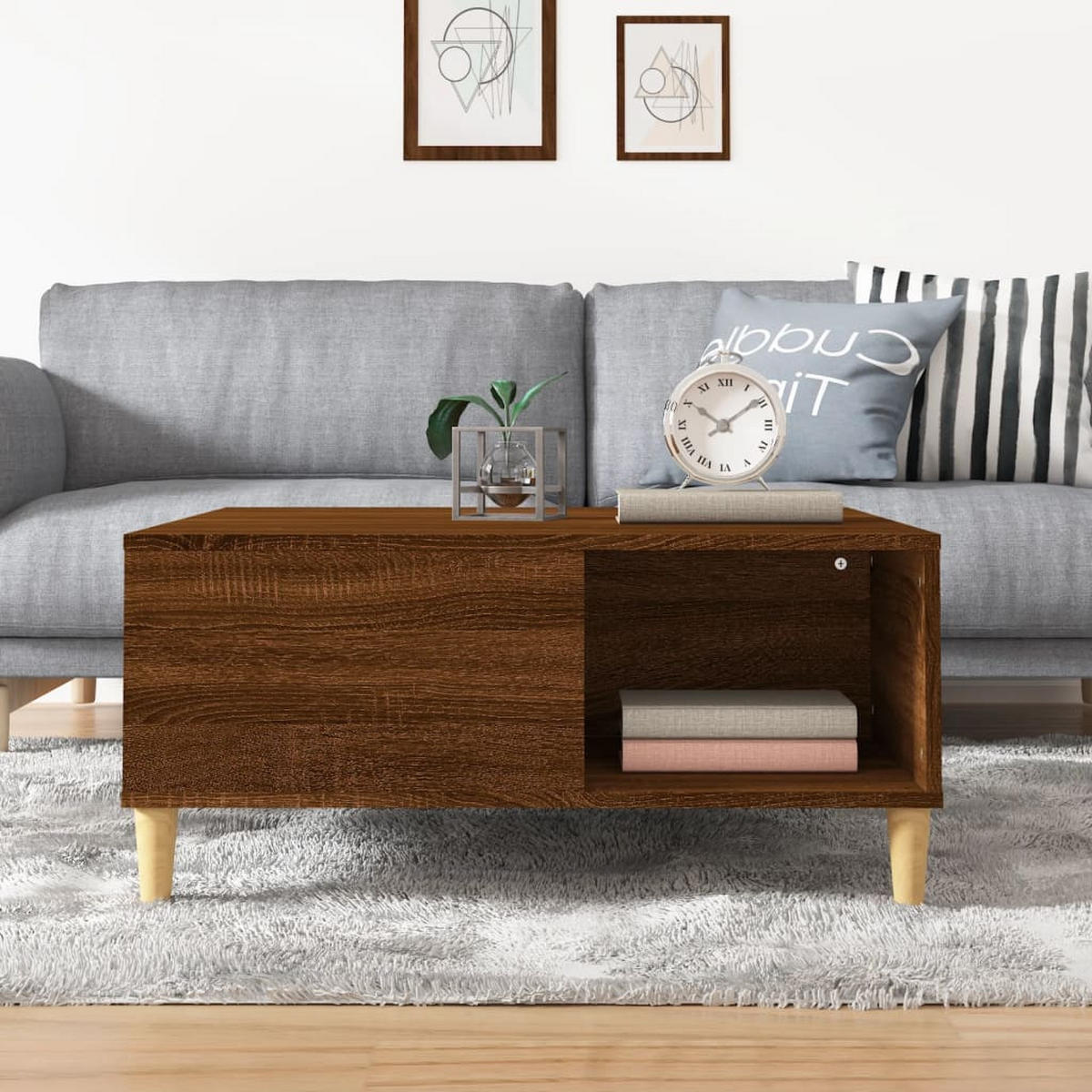 COUCHTISCH Braun Eichen-Optik 80x80x36,5 cm Holzwerkstoff - Braun, Holzwerkstoff (80/80/36.5cm) - furnicato