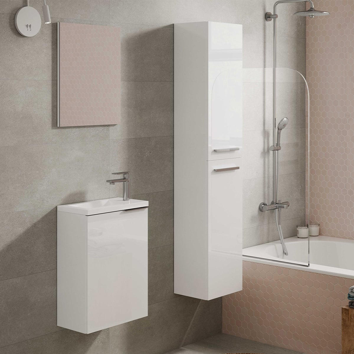 HÄNGESÄULE mit 2 Türen H140 cm - Weiß, Holzwerkstoff (26/140/30cm) - Calicosy