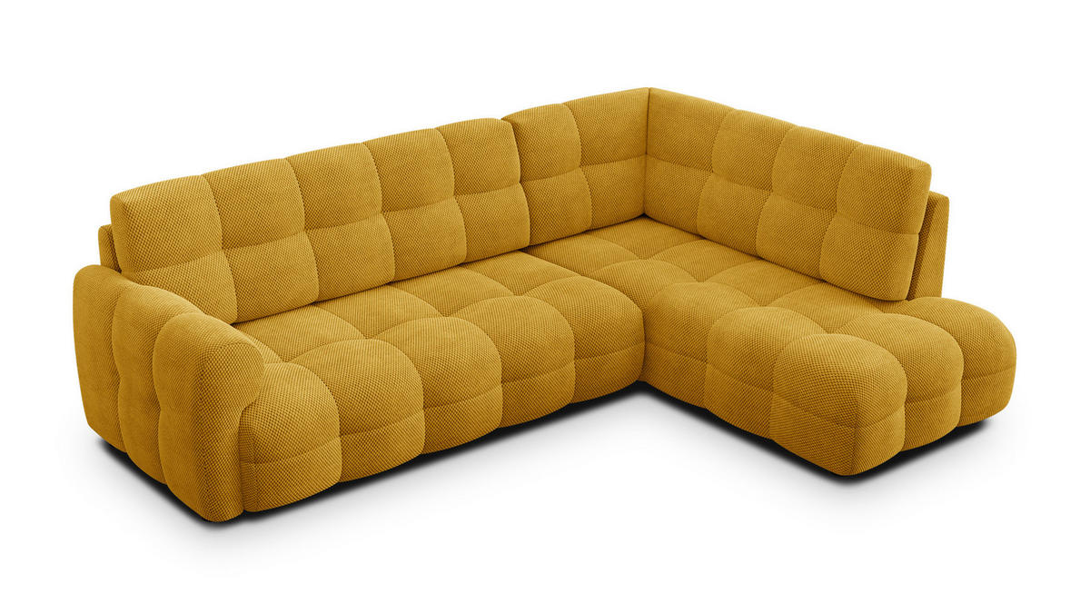 ECKSOFA MELLOW 5-Sitzer, safran - Gelb/Schwarz, Holz/Textil (283/191cm) - Courtois Laville