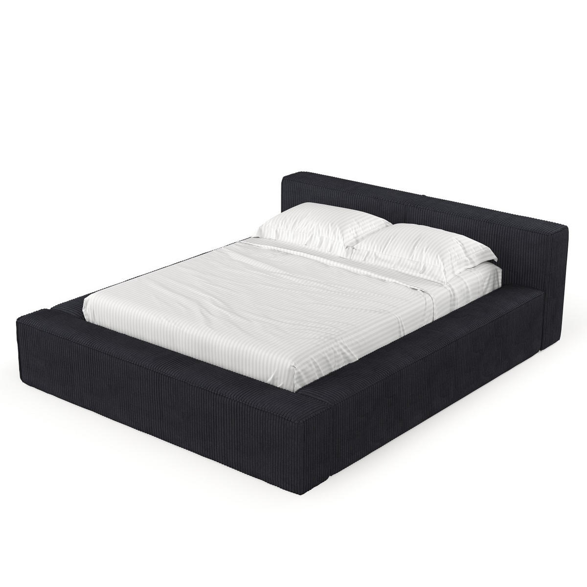 POLSTERBETT Casto mit Stauraum 180/200 cm Anthrazit im Poso Stoff - Anthrazit/Schwarz, Holz/Holzwerkstoff (180/200cm) - AltaBeds