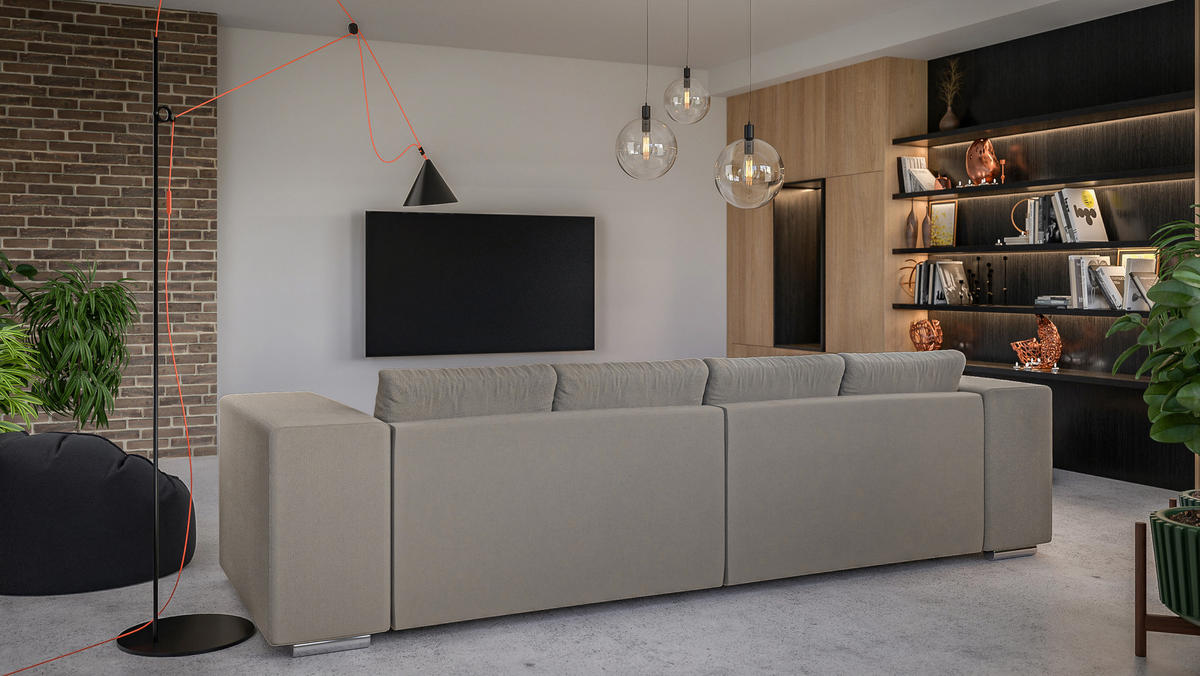 BIGSOFA Kami Microfaser Dunkelbeige - Beige/Silberfarben, Kunststoff/Textil (290/80/110cm) - S-Style Möbel