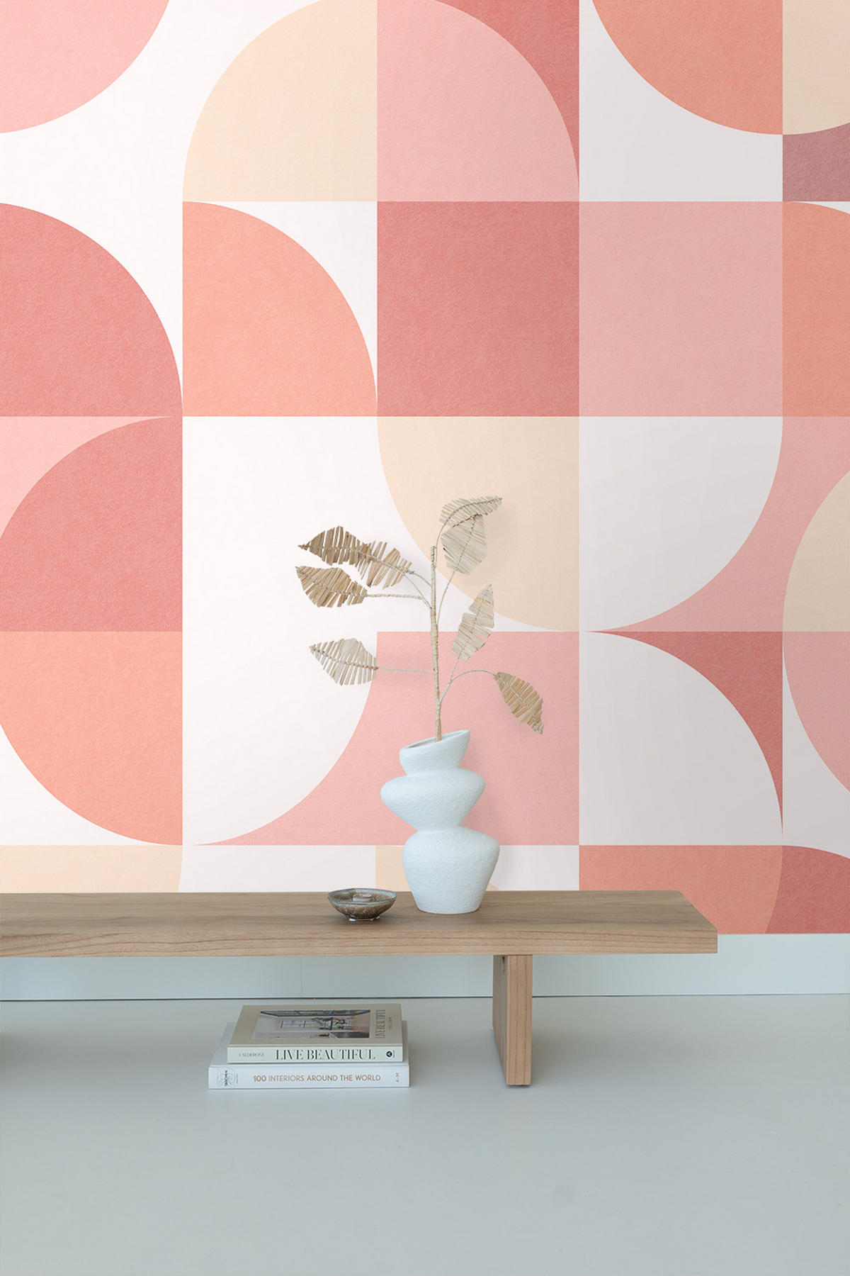 FOTOTAPETE Kreise im Bauhaus-Stil 250 x 279 cm - Pink, Papier (250/279cm) - ESTAhome