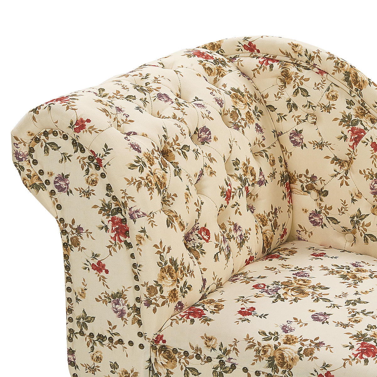 CHAISELONGUE Polsterbezug beige Blumenmuster linksseitig Nimes - Beige/Multicolor, Textil (170/79/61cm) - Beliani