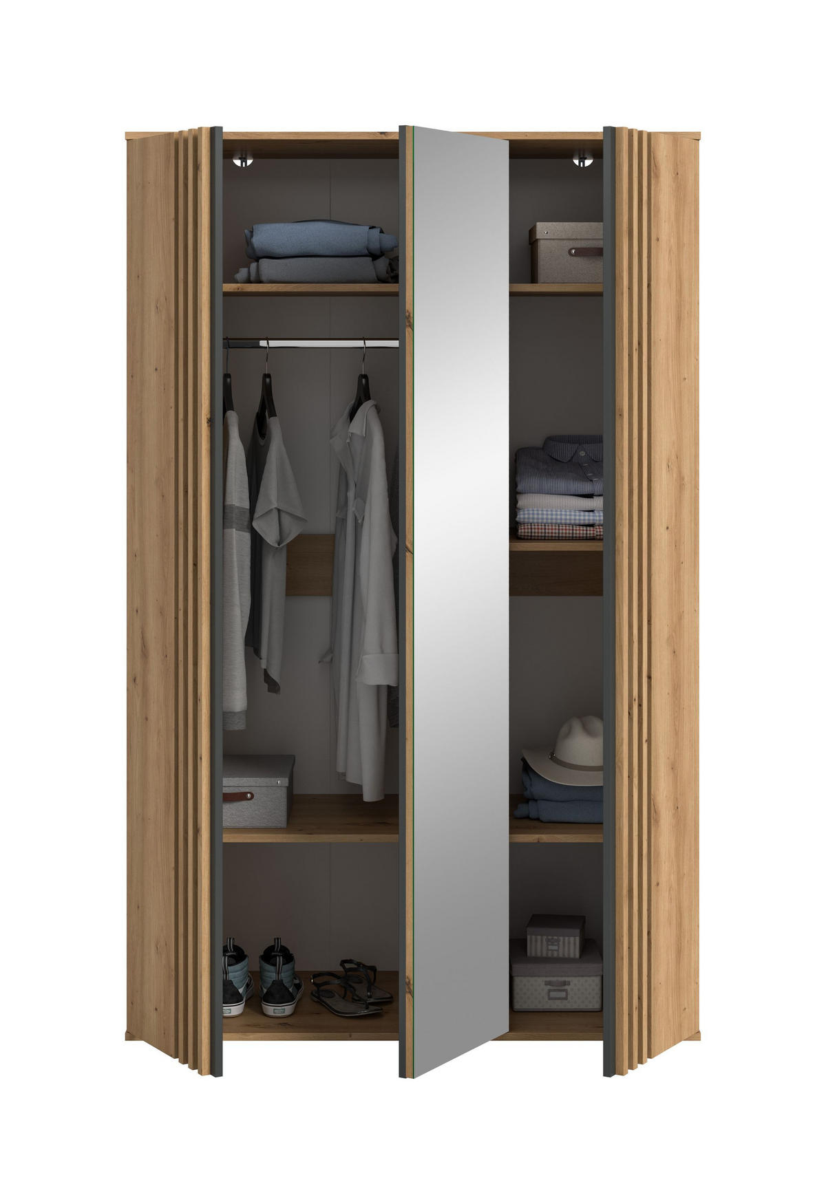 KLEIDERSCHRANK 3-türig TOFTA (B/H/T: ca. 120/192/56 cm) in Artisan Eiche Nachbildung/Artisan Eiche Nachbildung - Eiche Artisan, Holzwerkstoff (120/192/56cm)