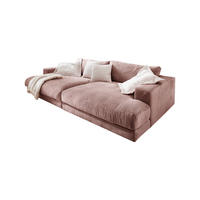 BIG SOFA XL MADELINE Pink Cord - Pink/Schwarz, Kunststoff/Textil (290/85/190cm) - KAWOLA