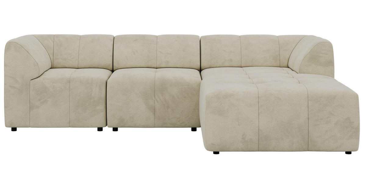 ECKSOFA VORITA L 3M - Beige Velvet - Rechts Seite - Beige/Schwarz, Kunststoff/Textil (176/267cm) - MKS