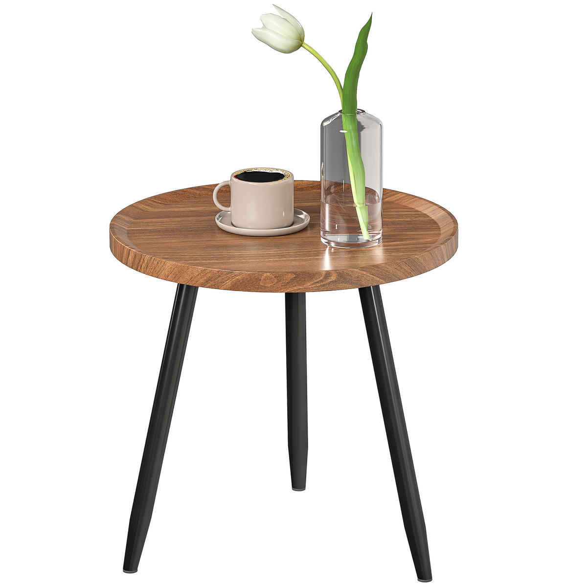 COUCHTISCH DE-15788 mit erhöhtem Rand Nussbaum - Naturfarben, Holzwerkstoff (40/40/39cm) - ComfortXL