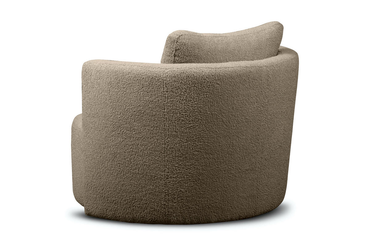 DREHSESSEL-SET RAGGI inkl. Sitzhocker, Boucle, braun - Braun, Textil (92/75/80cm) - KONSIMO®