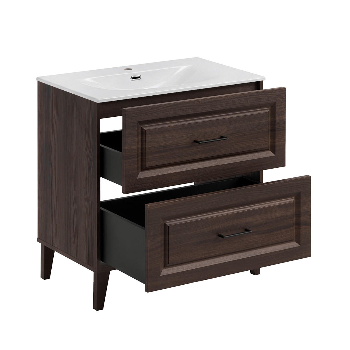 BADMÖBEL 81cm Moka 2er-Set Holz - Braun, Holzwerkstoff (81/82/46cm) - Petits-meubles