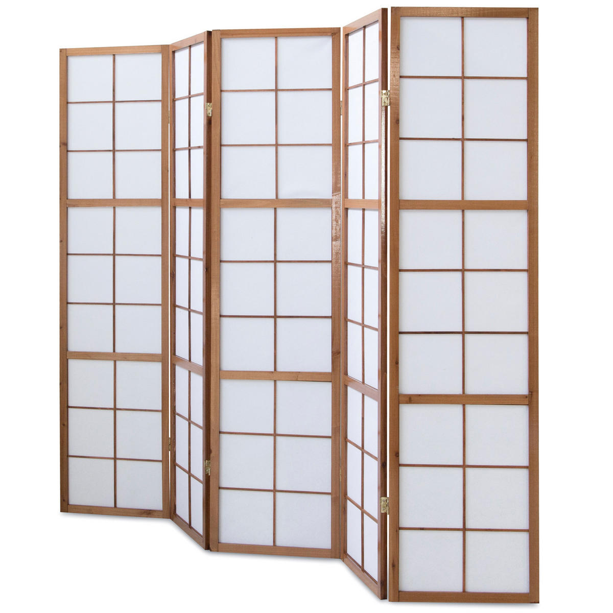 PARAVENT 5-tlg. 220/175 cm Braun Shoji - Braun, Holz (220/175/2cm) - Homestyle4u